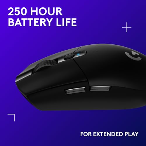 Logitech G305 Lightspeed Wireless Gaming Mouse, Hero 12K Sensor, 12,000 DPI, Lightweight, 6 Programmable Buttons, 250h Bat...
