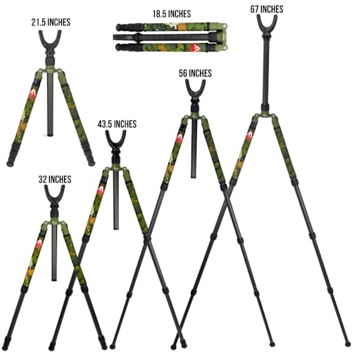 Rekon Gear CFS-1 Ultra-Light Carbon Fiber Shooting Sticks with Non-Marring 360° Y-1 Yoke, Camo Leg Wraps, Twist Lock Legs,...