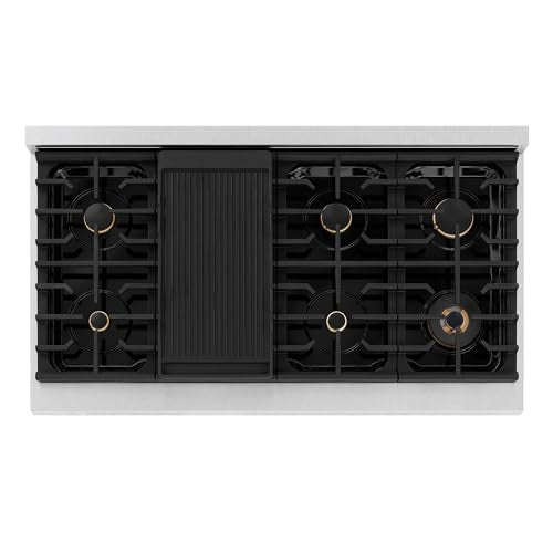 ZLINE Autograph Edition 48 in. 6.7 cu. ft. Paramount Double Oven Dual Fuel Range with 8 Burner Gas Cooktop in Satin Stainl...