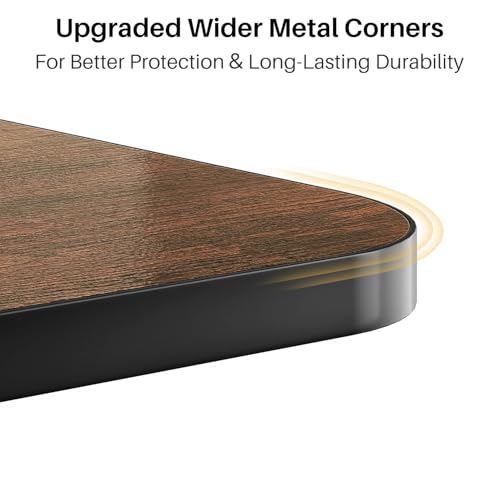 Brown TV Tray Table with 9-Level Adjustable Height, Lockable Flip-Top & Rounded Metal Corners, C Shaped Sofa Side End Tabl...