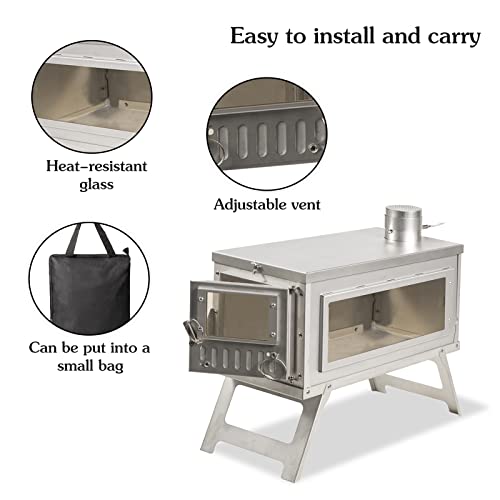 LynsaTac Portable Backpacking Stove Wood Burning Camp Stove with 8.2ft Storable Chimney and Adjustable Smoke Vent for Camp...