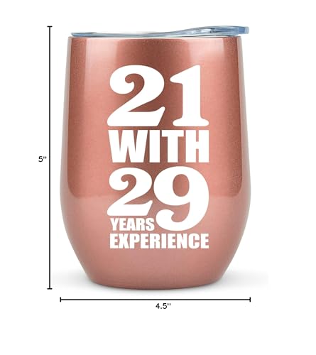 KLUBI 50th Birthday Gifts for Women Funny - 12 Ounce 21 with 29 years Experience Wine Glass 50th Birthday Gifts for Her, 50 Year Old Gift, 1975 Birthday Gifts For Women Turning 50