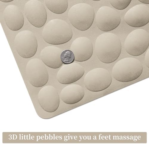 OTHWAY Bathtub Mat Non Slip, Rubber Bath Mat for Kids for Baby, 16x31.5 inch Large Bath Mats for Bathroom Tub with Strong Suction Cups (Brown)