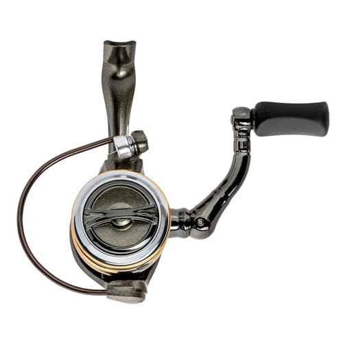 Lew¡¯s Laser Lite Spinning Fishing Reel, Size 100 Reel, 6+1 Bearings, 5.1:1 Gear Ratio, Graphite Frame, Reversible Retrieve, Metallic Gray/Silver/Gold