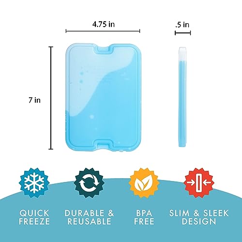 Cool Coolers by Fit + Fresh, Reusable & Long-Lasting XL Slim Ice Packs, Cold Packs for Lunch Boxes, Ice Packs for Lunch Ba...