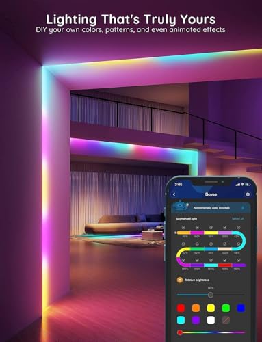 Govee RGBIC LED Strip Lights, 32.8ft Smart LED Lights for Bedroom, Bluetooth LED Lights APP Control, DIY Multiple Colors o...