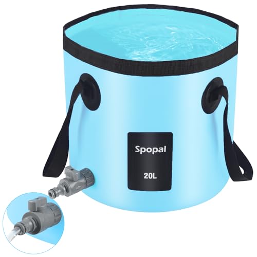 Spopal Collapsible Bucket with Handle 20L, Multifunctional Folding Water Container for Camping, Hiking, Traveling, Fishin...