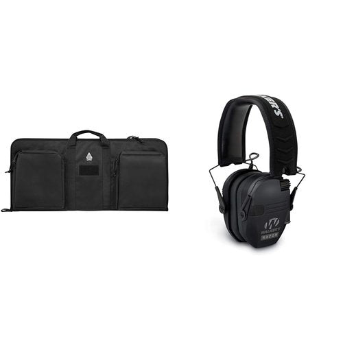 UTG 28" KIS Keep-It-Simple Gun Case, 600D Polyester, Black & Walker's Razor Slim Electronic Muff, Black