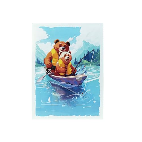 ETA 3D Pop-Up Card – Bear Fishing Adventure – Handmade Greeting Card for Father’s Day, Birthday, Thank You, Retirement, Ou...