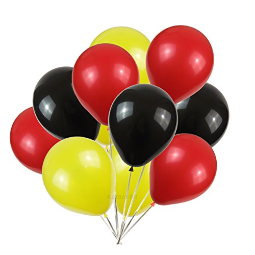 KADBANER Red Yellow Black Balloons,100 Pack 12 Inch Latex Balloons