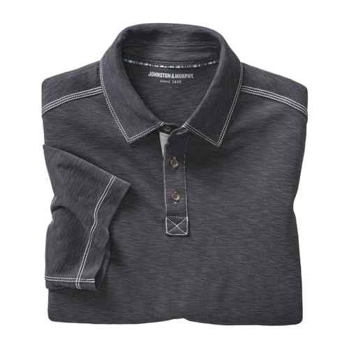 Johnston & Murphy Men¡¯s Vintage Slub Polo, Short Sleeve Collared Shirt for Men