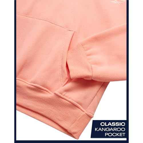 Reebok Girls Sweatsuit Set - 2 Piece Soft Long Sleeve Hoodie Sweatshirt and Sweatpants for Girls - Athletic Sweatsuit, Size 7, Peach
