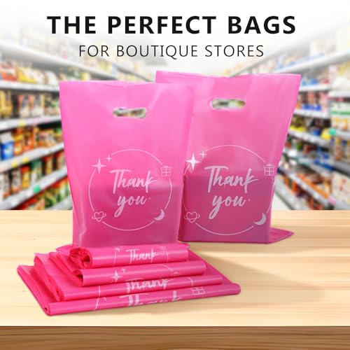 100PCS Thank You Gift bag, reusable plastic bag with suitable for boutiques,retail shopping,weddings, birthdays,Thanksgivi...