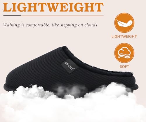 ONCAI Women's House Slippers, Cushion Memory Foam Waffle Upper Home Comfortable Warm Winter Cozy Soft Lightweight Indoor B...