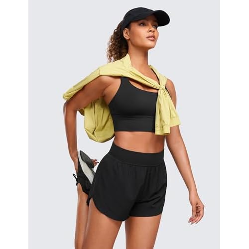 CRZ YOGA High Waisted Split Running Shorts for Women 3" - Comfy Mesh Liner for Workout Athletic GymTrack Quick Dry