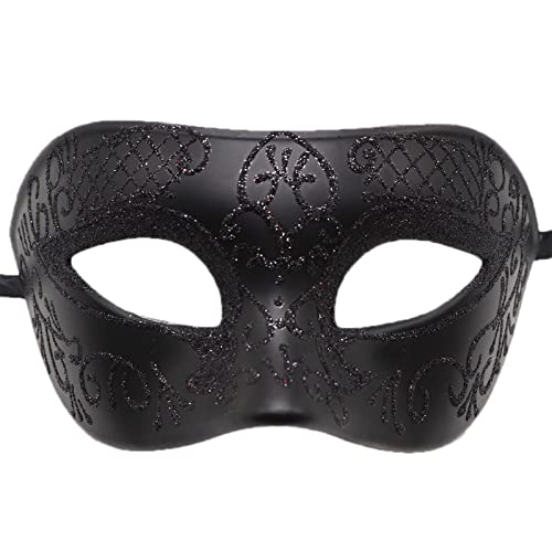 Seglorwy Masquerade Mask for Men Vintage Venetian Mardi Gras Halloween Christmas Party Masks (Black 3)