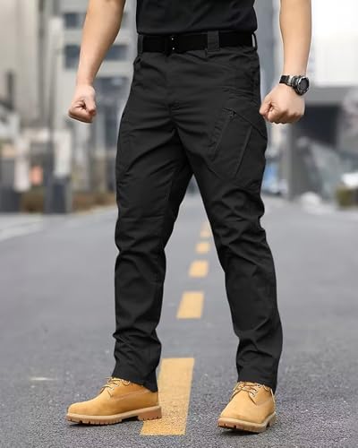 whox Men's Work Cargo Pants Tactical Hiking Casual Water Resistant Ripstop Trousers for Outdoor with 6 Pockets(No Belt)