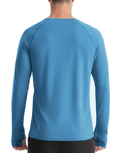 Roadbox Men's UPF 50+ Swim Rash Guard, Long Sleeve UV Sun Protection SPF Water Shirts Quick Dry for Outdoor Fishing Hiking