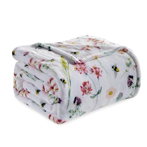 Elegant Comfort Ultra Soft Print Flannel Fleece Bed Blanket, Cozy-Fuzzy Lightweight Bedspread Coverlet, All Season Decorat...
