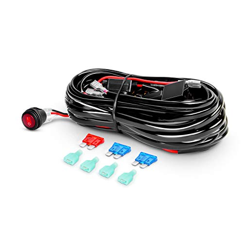 Nilight - 10009W - NI-WA05 LED Light Bar Wiring Harness Kit 12V On off Switch Power Relay Blade Fuse for Off Road LED Work...
