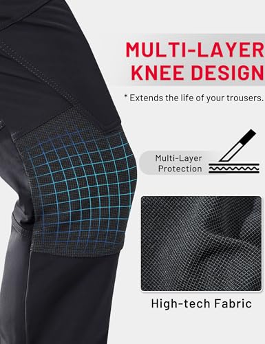 MAGCOMSEN Men's Winter Pants Fleece Lined Ski Snow Pants Water Resistant 4 Zip Pockets Outdoor Pants