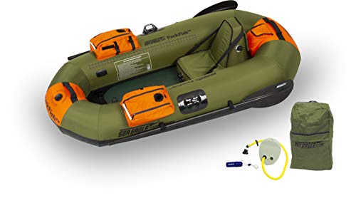 Sea Eagle PF7 PackFish7 Inflatable 7' Fishing Boat-Lightweight-Portable-Dry Enclosed Hull-Durable-One Person Fishing Boat ...