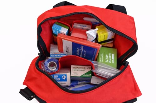 First Aid Trauma & Burn Response Bag – 140+ Piece Emergency Kit with Tourniquet, Water-Jel Burn Dressings, PPE, Wound Care...