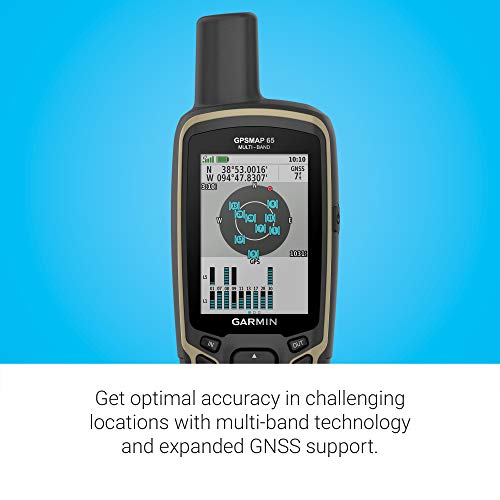 Garmin GPSMAP 65, Button-Operated Handheld with Expanded Satellite Support and Multi-Band Technology, 2.6" Color Display, ...