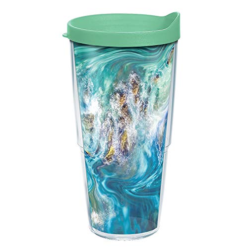 Tervis Teal Splash Made in USA Double Walled Insulated Tumbler Travel Cup Keeps Drinks Cold & Hot, 24oz, Classic