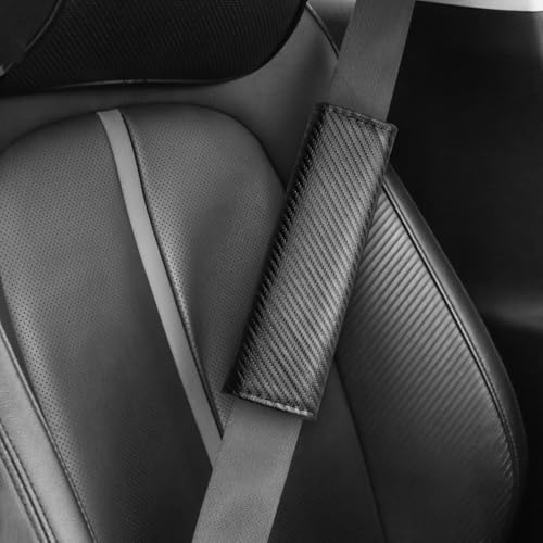 2PCS Carbon Fiber Seat Belt Cover Pad,Leather Seatbelt Covers for Reducing Shoulder & Neck Fatigue,Summer Essential Car Se...