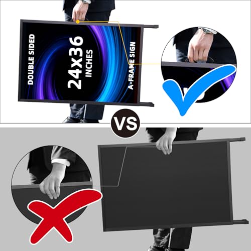 Yakpho Heavy Duty Slide-in Folding Sandwich Board A-Frame Sidewalk Sign 24x36 Inch Black Coated Steel Metal Double-Sided P...