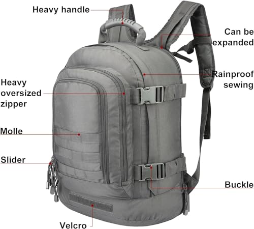 HYKING Large Tactical Expandable Backpack 39L-64L Military Bug Out Bag With Waist Strap