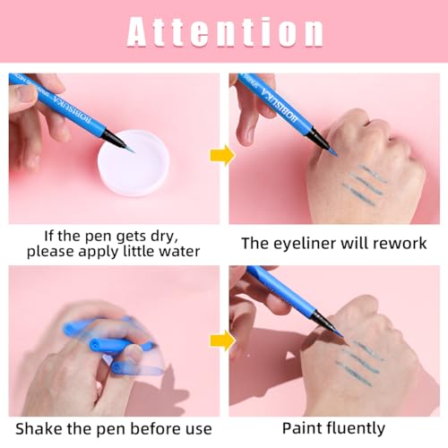 BOBISUKA 7 Colors Neon Eye Liner: UV Glitter Liquid Eyeliner Pencil - Colorful Waterproof Eyeshadow - Rainbow Smudge-proof...