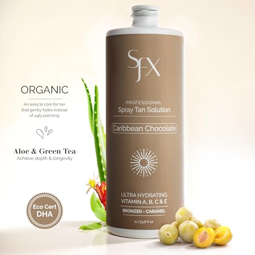 SunFX Caribbean Chocolat-All Natural Spray Tanning Solution(1L/33.8 fl oz, DARK SUMMER)