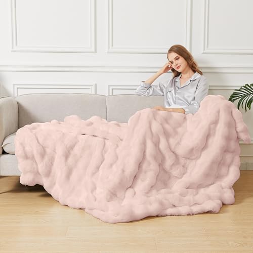 ORINOVA Pink Fluffy Blanket for Couch Living Room Faux Fur 50x60 Fuzzy Throw Blanket for Bed Soft Furry Bed Cozy Comforter...