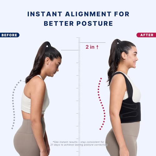 Fit Geno Back Brace Posture Corrector for Women and Men, Shoulder Straightener, Adjustable Full Back Support, Upper and Lo...
