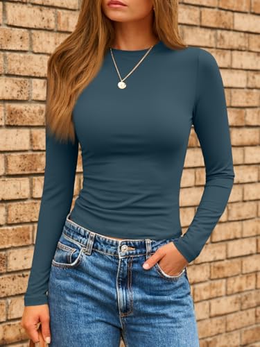 AUTOMET Womens Long Sleeve Shirts Basic Compression Going Out Crop Tops Fall Fashion Y2K Clothes 2025