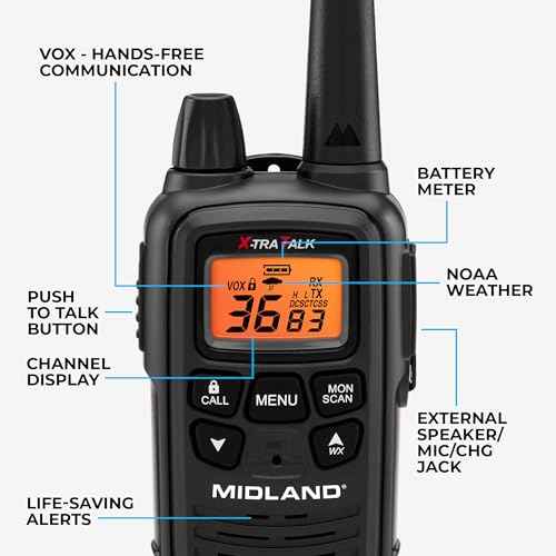 Midland LXT600VP3 FRS Walkie Talkies - Long Range 36-Channel Two-Way Radios, NOAA Weather Alerts(2-Pack, Black)