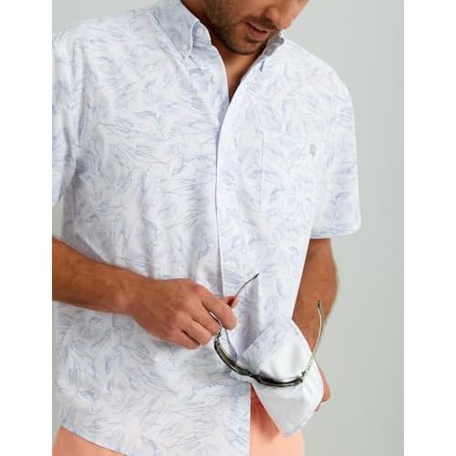 HUK Mens Kc Scott Patterned Kona Shirt, Performance Button Down Shirt