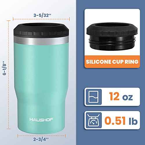 HAUSHOF 4 in 1 Insulated Stainless Steel Can Insulator, Fits Standard & Slim 12 oz Cans|Beer Bottles, Perfect for Outdoors