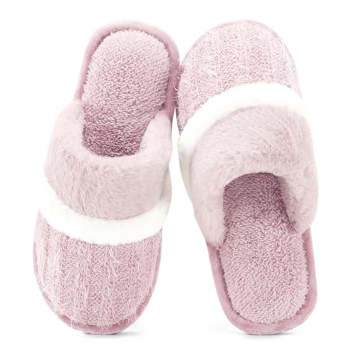 GOEWY Cozy Slippers for Women Indoor and Outdoor Fuzzy House Shoes with Memory Foam Anti-Skid Sole Gifts for Women Mom Ladies