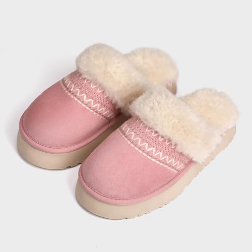 HHUQ Slippers for Women, Winter House Slippers Indoor Outdoor, Fuzzy Platform Slippers Womens