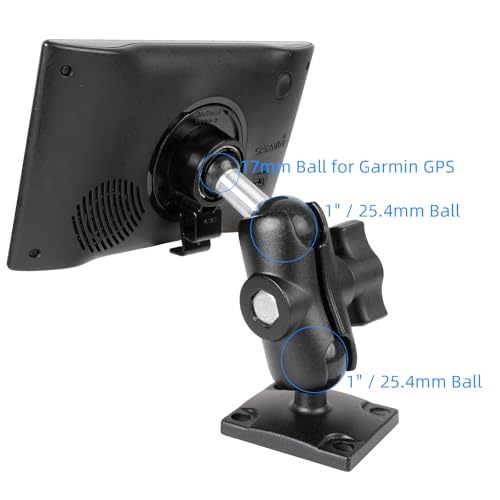 Aluminum Heavy-Duty GPS Mount with AMPS Square Plate Base for Garmin, Replacement for Suction Cup Windshield Mount, Compat...