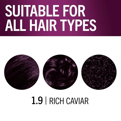 Schwarzkopf Keratin Permanent Hair Dye Cream, 1.9 Rich Caviar, Professional Quality Color for Up to 100% Gray Coverage, Bond Enforcing System