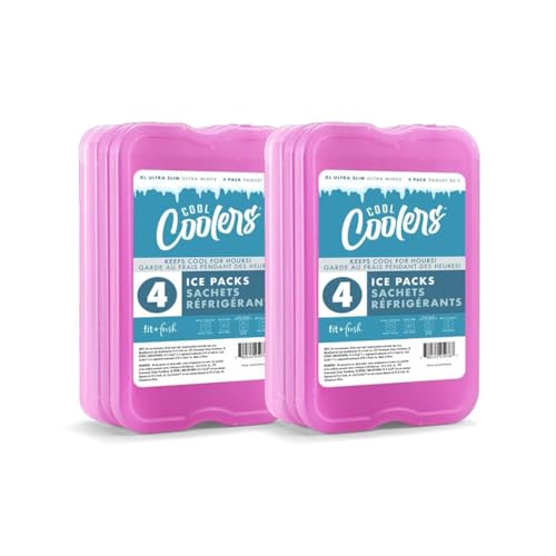 Cool Coolers by Fit + Fresh, Reusable & Long-Lasting XL Slim Ice Packs, Cold Packs for Lunch Boxes, Ice Packs for Lunch Ba...