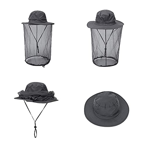 Peicees 2Pcs Head Net Hats for Men Women Adventure Fishing Hat Safari Hat for Hunting Camping Hiking, Dark Gray and Rose