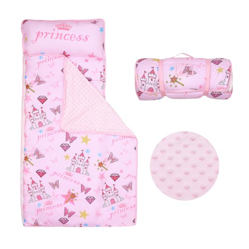 Kids Nap Mat Portable Slumber Bags with Removable Pillow and Blanket for Girls Boys, Lightweight Extra Large Sleeping Bag ...