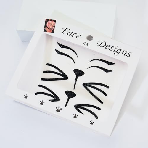 Merroyal Cat Face Jewels, Cat Face Stickers Halloween Costume Accessories for Women and Girls