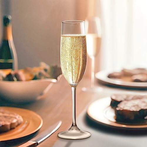 Amazing Abby - Crystal - 8-Ounce Unbreakable Tritan Champagne Flutes (Set of 6), Plastic Wine Glasses, Reusable, BPA-Free,...