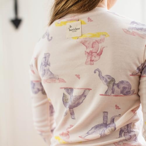 Burt's Bees Baby Girls' Pajamas, 2-Piece Long Sleeve Tee and Pants Organic Cotton PJ Set